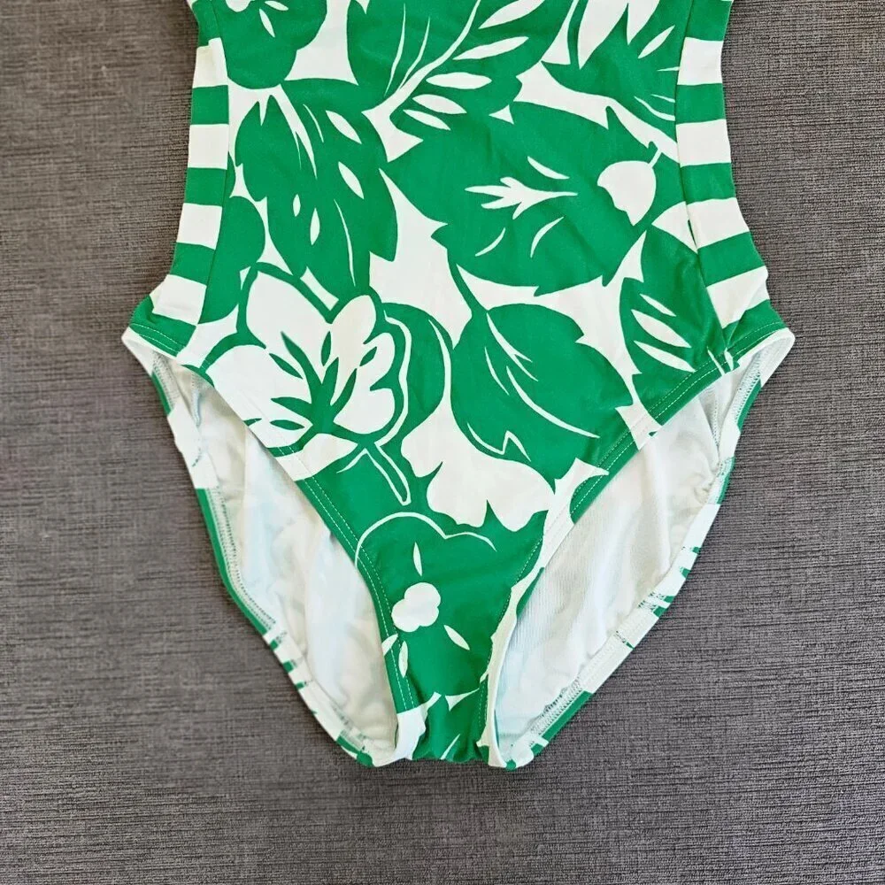 NWT Kate Spade New York Forest Glen Cabana Mix V-neck One-piece Swimsuit Size S